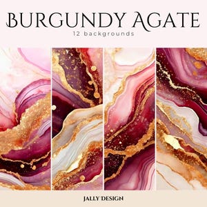 Burgundy alcohol ink background with golden glitter digital paper