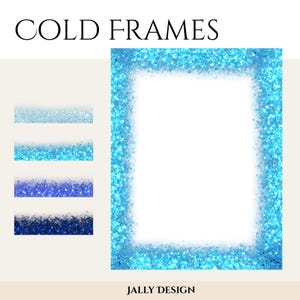 Blue Glitter Borders PNG - US Letter Size 8.5x11 Clip Art