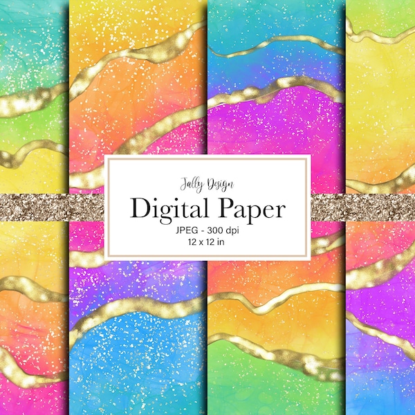 Colección de papel digital arcoíris de lujo