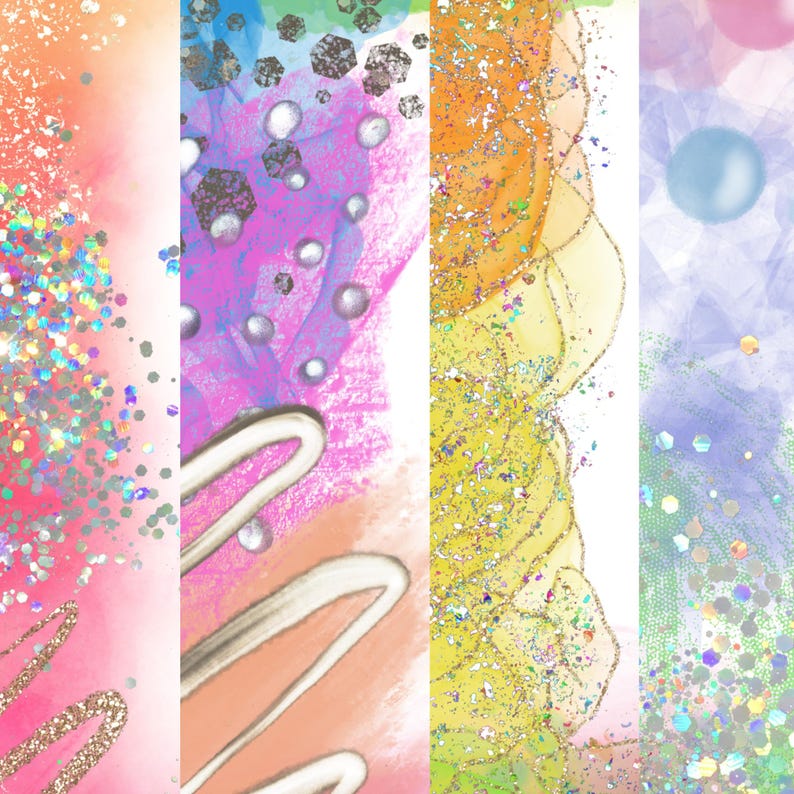 Glitter rainbow letter size borders image 2