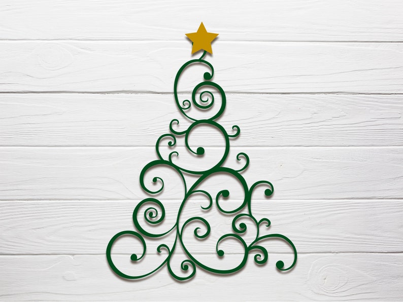 Swirly Christmas Tree SVG - Etsy