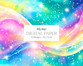 Papel digital holográfico con tinta de alcohol arcoíris mágico y pastel