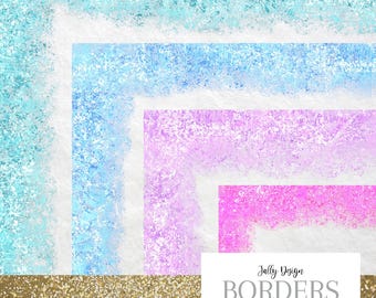 Pastel glitter borders PNG - 8.5 x 11 Sparkling Decorative Frames - Dreamy Overlays Clip Art