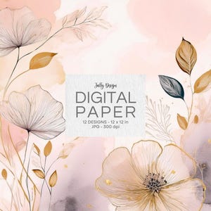 Esthetische, aquarel ivoor bloemen digitale papiercollectie.