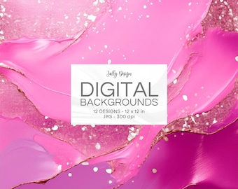 Luxury magenta paint texture with sparkling golden glitter, digital paper collection