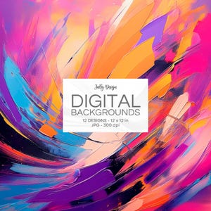 Kleurrijke en oranje olieverftexturen. Abstracte achtergronden, afdrukbaar digitaal plakboekpapier.