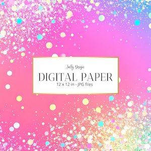 Iridescent gradient and holographic confetti digital paper collection