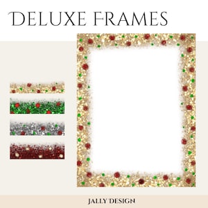 Glitter Christmas Borders PNG Clip Art - Festive Holiday Frames - Sparkling Overlays