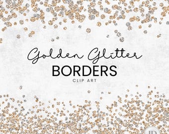 Borders collection - Golden glitter Overlays - PNG clipart