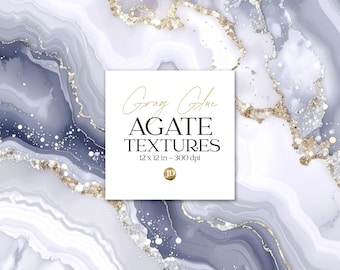 Blue gray luxurious Agate textures collection. Glamorous winter design.