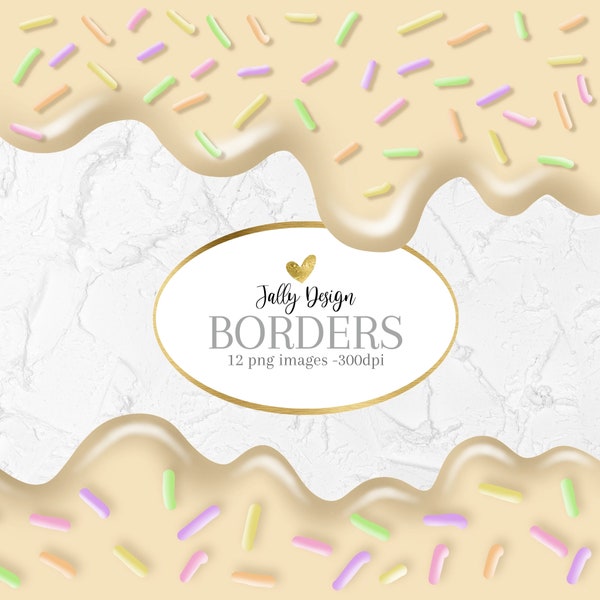 Vanilla ice cream dripping borders clip art.