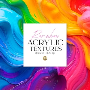 Vibrant rainbow acrylic paint textures. Digital paper collection. Colorful backgrounds.