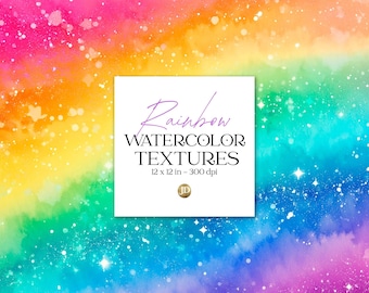 Vibrant rainbow watercolor textures collection