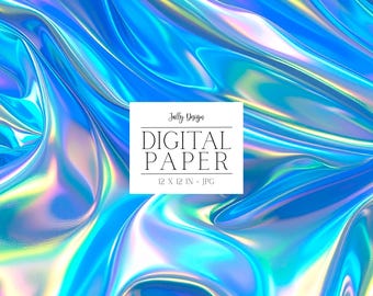 Holographic blue foil textures collection - Metallic shimmering backgrounds
