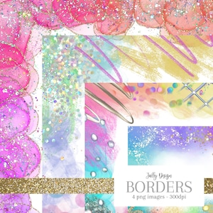 Glitter rainbow letter size borders image 1