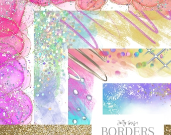 Bordas de letras do tamanho do arco-íris com glitter