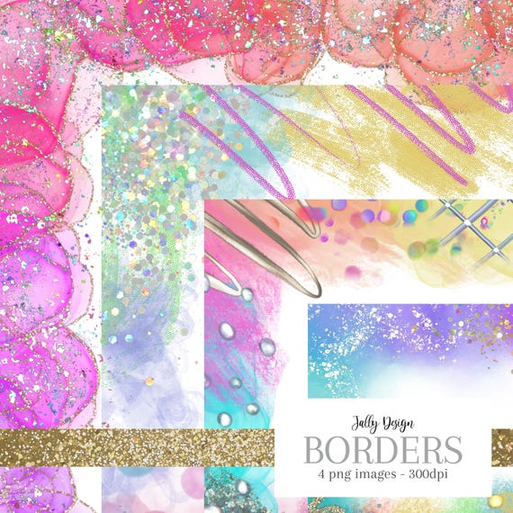 Glitter rainbow letter size borders