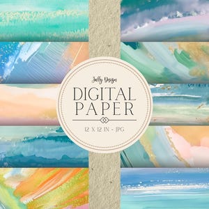 Blau und Grün Aquarell Texture digitales Papier - Künstlerische abstrakte Hintergründe