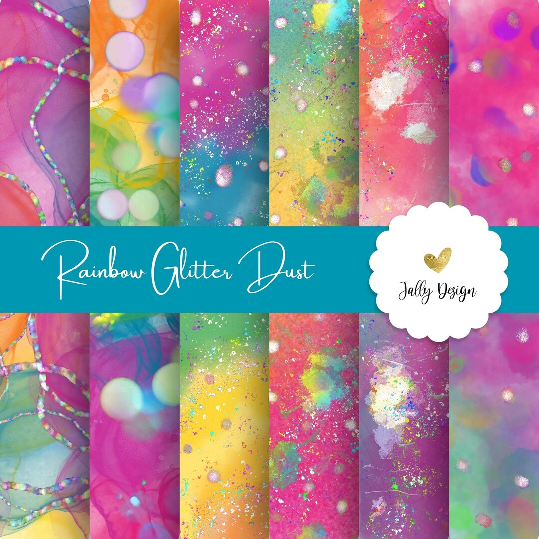 Rainbow and Glitter Dust - Digital Paper Collection - Etsy