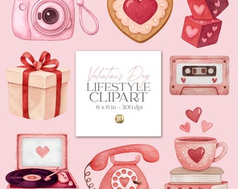 Dispositivos rosa e acessórios de estilo de vida, clipart PNG em aquarela