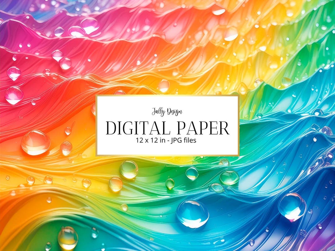 Rainbow Water Drops Digital Paper Collection. - Etsy