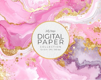 Papel digital mármore pastel roxo rosa glamoroso