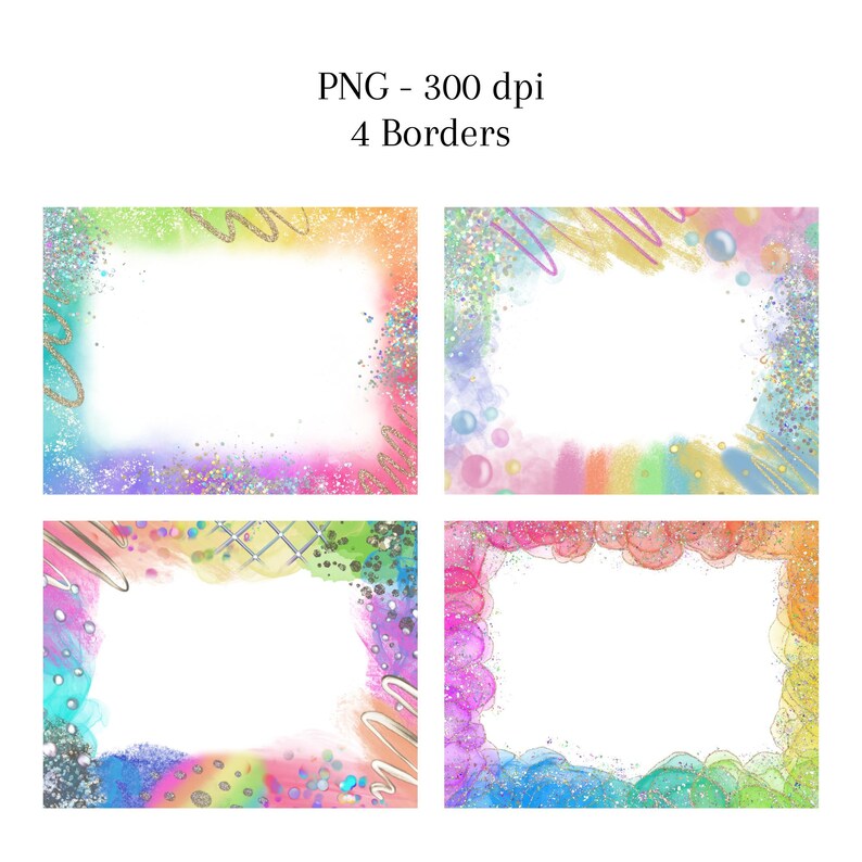Glitter rainbow letter size borders image 3