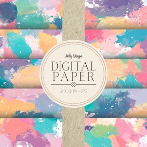 Zachte kleurrijke patronen voor olieverfvlekken - Verfspetters digitaal papier - Abstracte gestructureerde achtergronden
