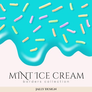 Blue Dripping Ice Cream Borders PNG - Decorative Overlays Clip Art Set