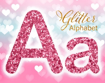 Pink Glitter Alphabet PNG