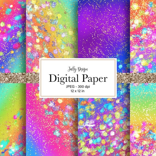 Glitter Rainbow Digital Paper Collection - Etsy