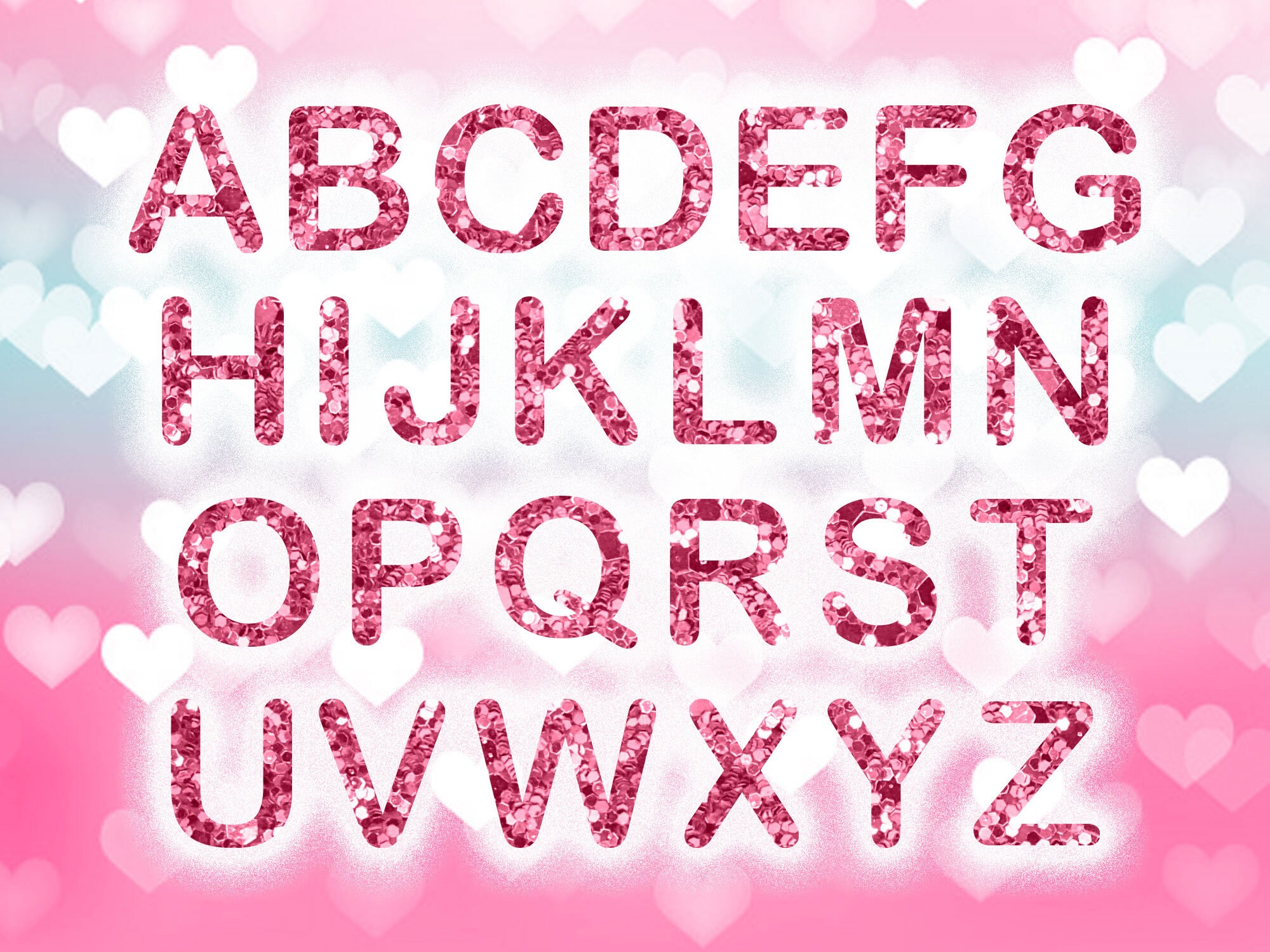 Pink Glitter Alphabet PNG Etsy UK