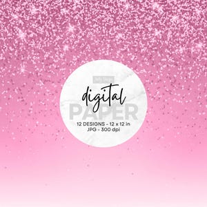 Pretty pink gradient backgrounds with sparkling glitter confetti, digital paper collection.