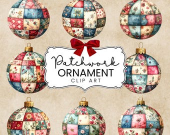 Patchwork Christmas ornament clipart PNG
