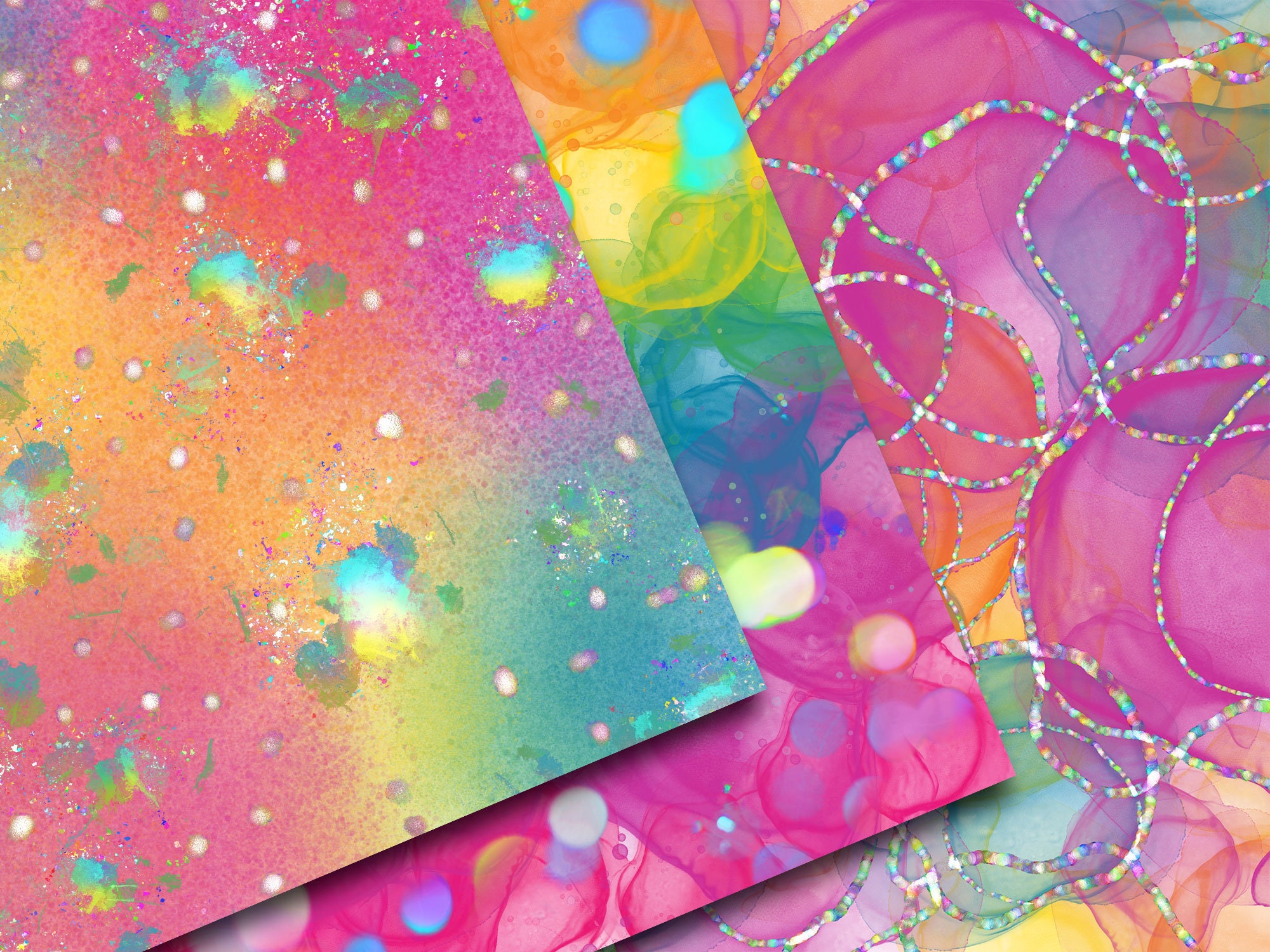 Rainbow and Glitter Dust Digital Paper Collection - Etsy