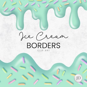 Dripping Borders - Minzeis mit Streuseln - PNG Clipart