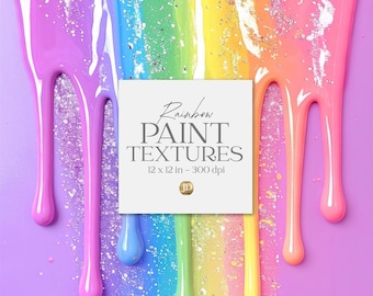 Rainbow dripping 3d paint texture digital paper