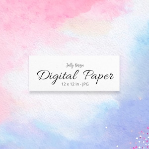 Papel digital abstracto de acuarela en tonos rojo y azul pastel