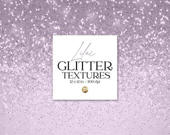Purple gradient backgrounds with sparkling glitter confetti, digital paper collection.