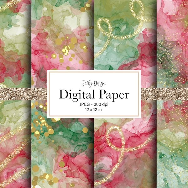Luxury christmas alcohol ink backgrounds - Xmas Digital paper