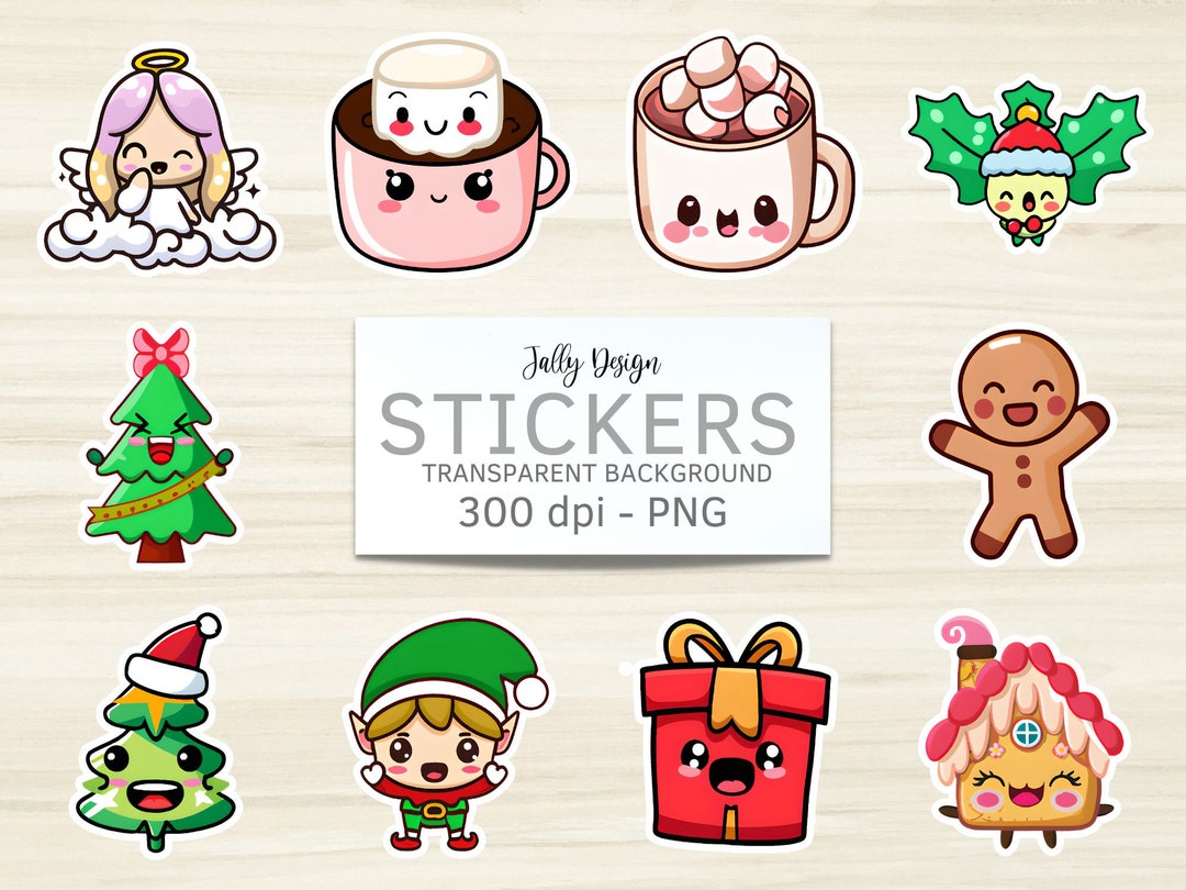 48 Kawaii Christmas Stickers Bundle. Christmas Stickers Etsy