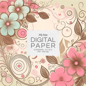 Esthetische, bloemencollectie digitaal papier.