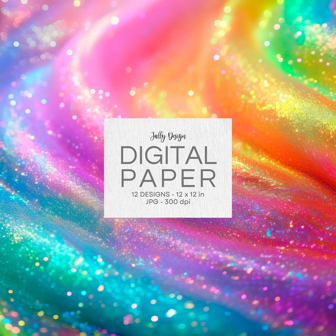 Rainbow Holographic Glitter Digital Paper Collection - Etsy