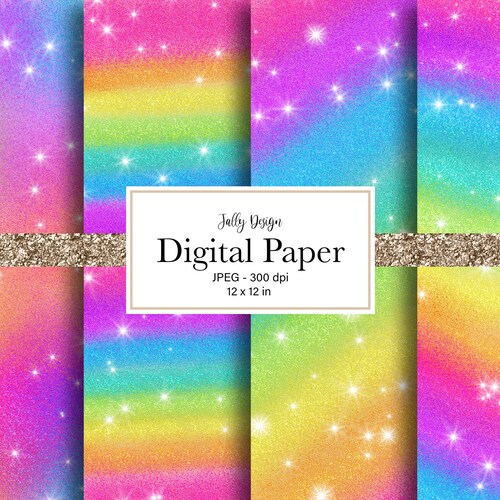Glitter Rainbow Digital Paper Collection - Etsy