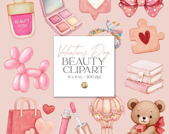 Produtos e acessórios de beleza, clipart em aquarela PNG