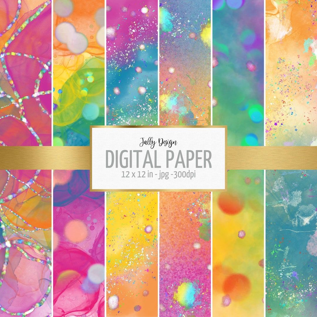Rainbow and Glitter Dust Digital Paper Collection - Etsy