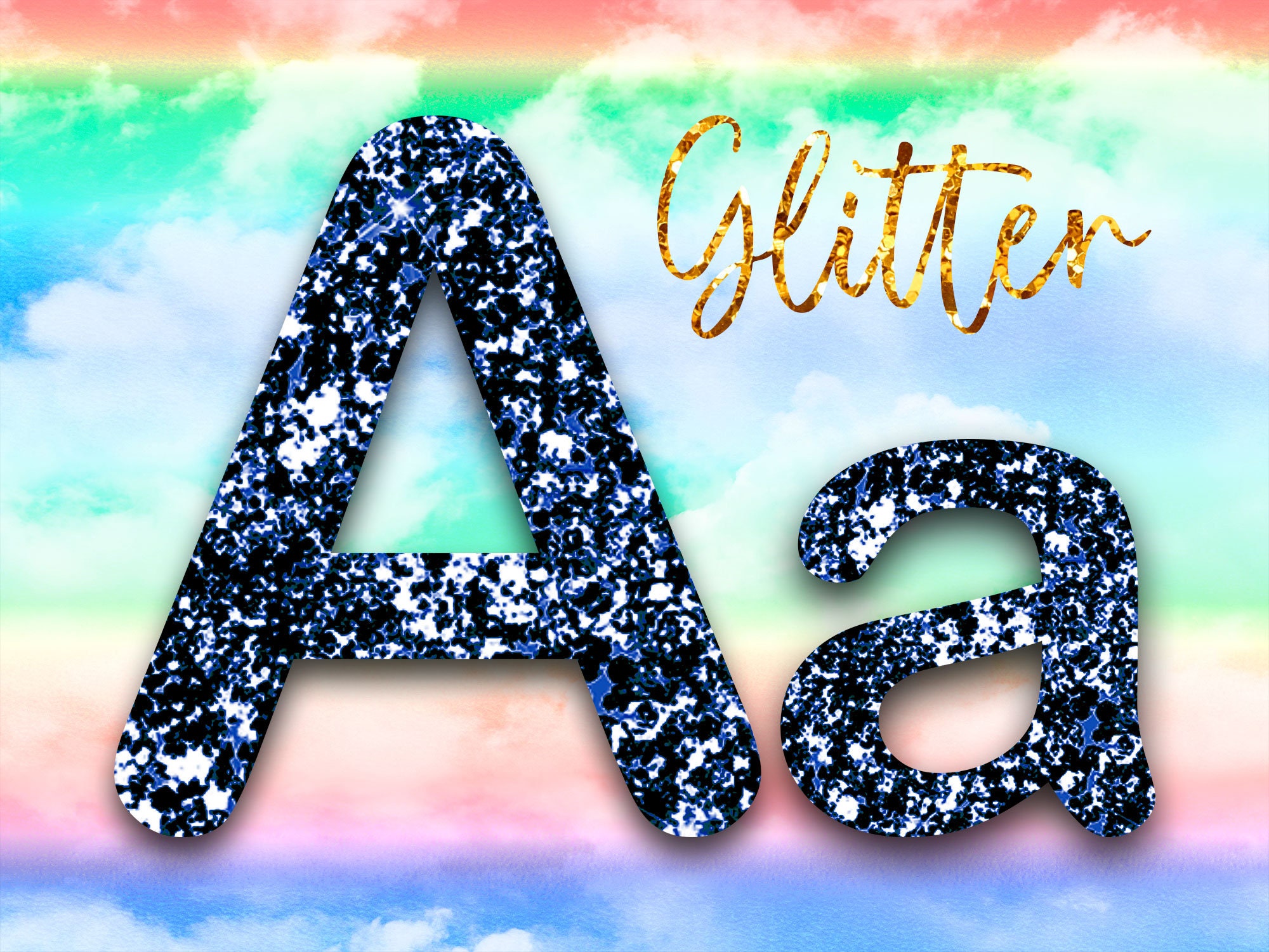 Royal blue glitter alphabet PNG Letters clip art | Etsy