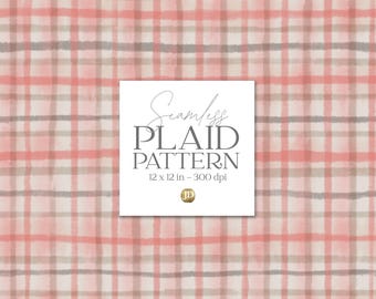 Peachy pink plaid seamless pattern