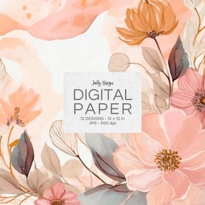 Esthetische aquarel, pasteltinten, bloemen digitale papiercollectie.