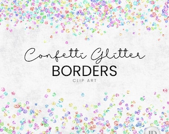 Bordas de confete pastel com glitter PNG Clip Art - Sobreposições brilhantes